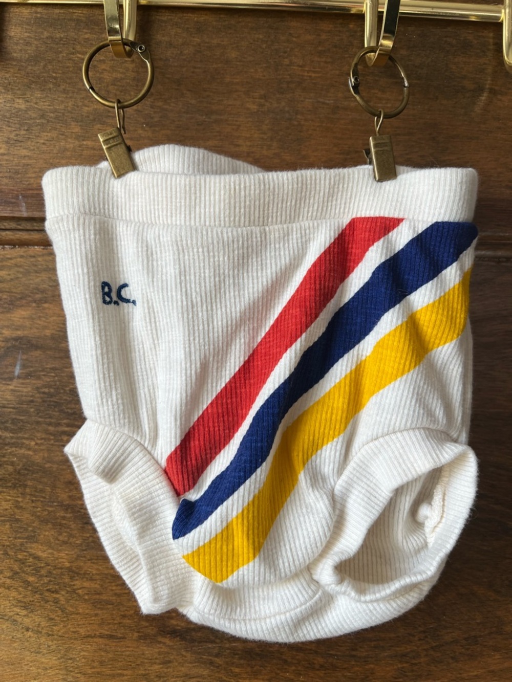 Bobo Choses | Cream Bloomers with Red, Navy & Yellow Stripes (12-18 months)